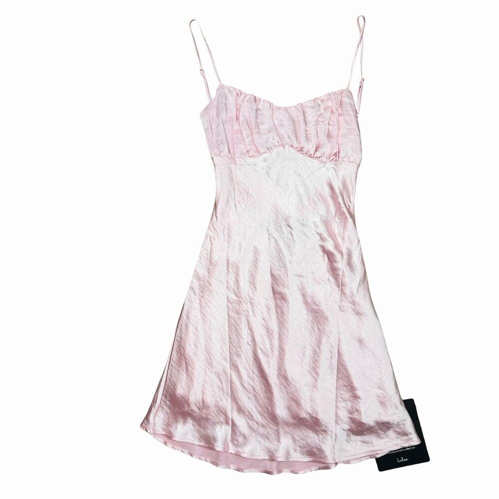 NWT Lulus Kashia Light Pink Satin Backless Slip Mini Dress Size M